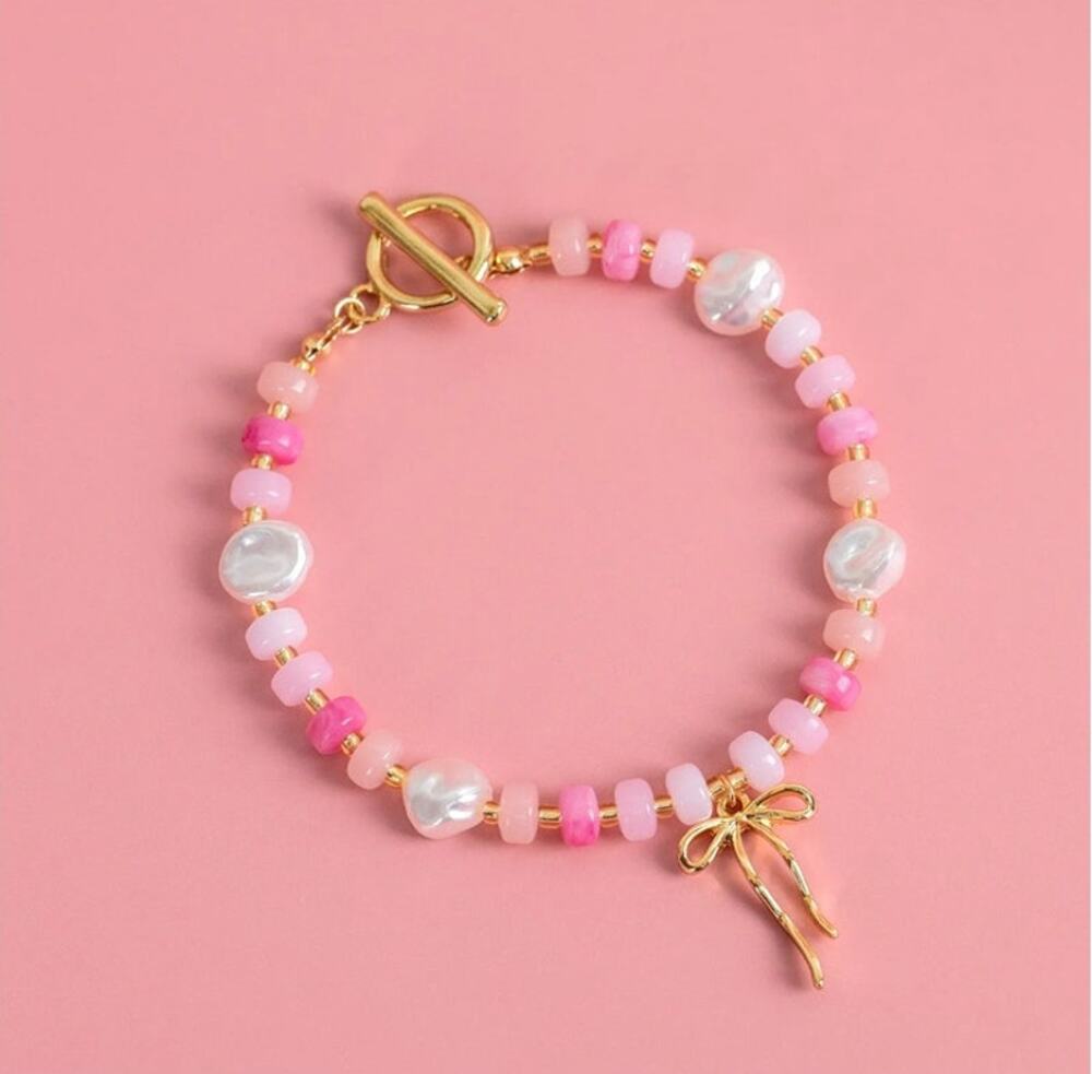 Pastel Crush Coquette Bead Pearl Toggle Bracelet